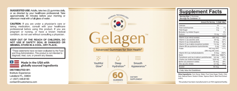 Gelagen Ingredients Label